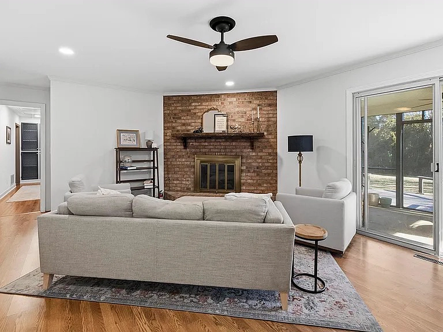 Living room repaint with white trim